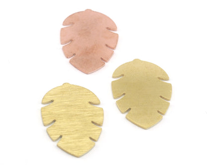 Leaf No hole Tag Raw Brass - Brushed Brass - Copper 30mm 0.8 mm Findings R290