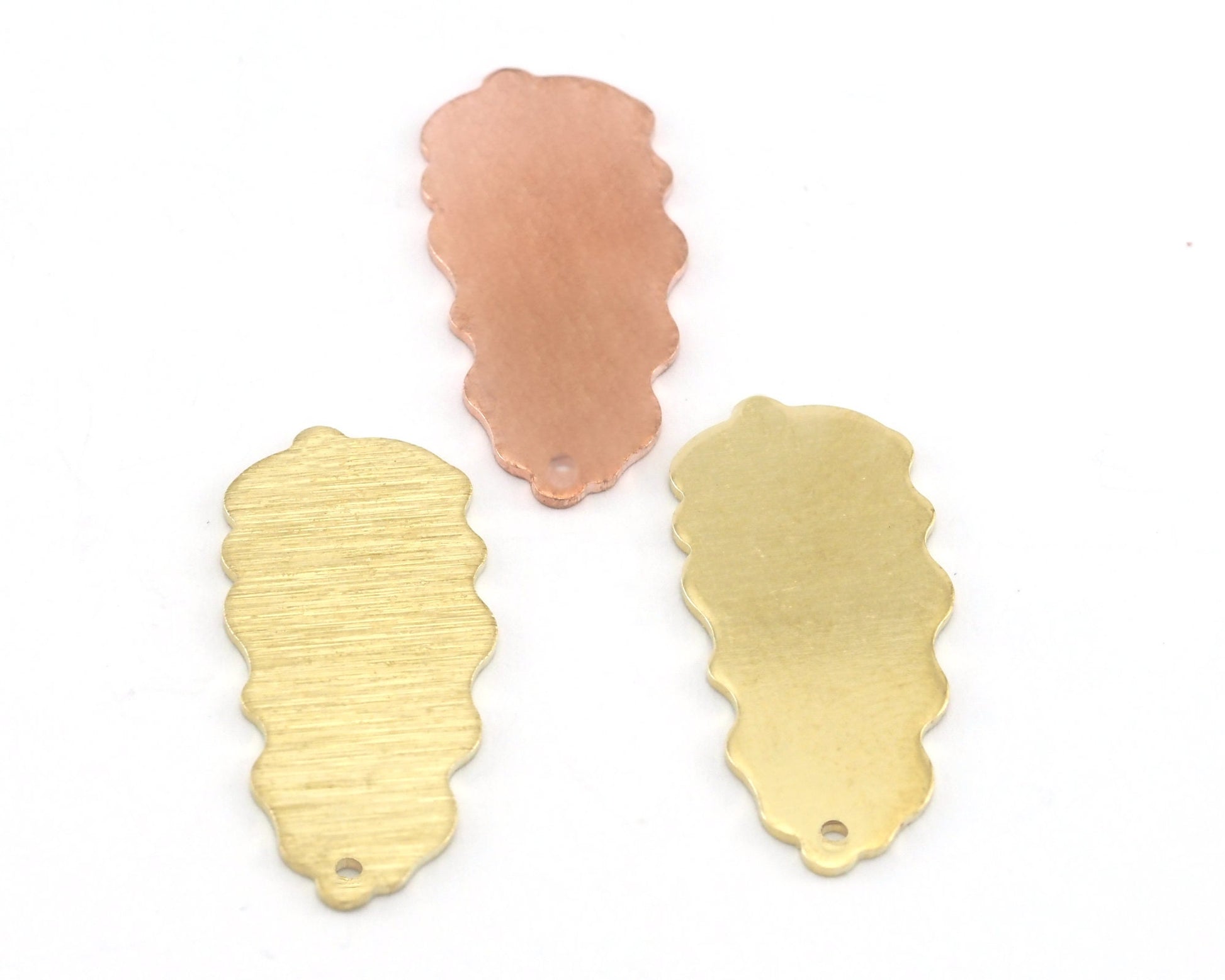Leaf Pendant Charms 1 hole Tag Raw Brass - Brushed Brass - Copper 30mm 0.8 mm Findings R301