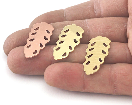 Leaf Pendant Charms no hole Tag Raw Brass - Brushed Brass - Copper 30mm 0.8 mm Findings R309