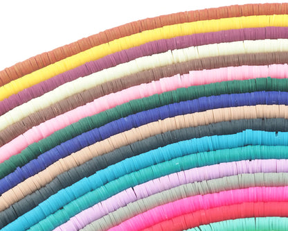 Flat Heishi Clay Beads 1 Strand (300 Beads Aprx.) Colored Polymer Clay Vinyl African Beads 6mm 2604