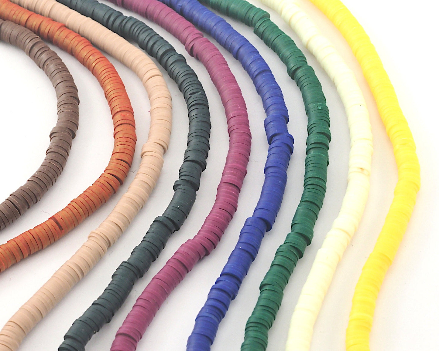 Flat Heishi Clay Beads 1 Strand (300 Beads Aprx.) Colored Polymer Clay Vinyl African Beads 6mm 2604