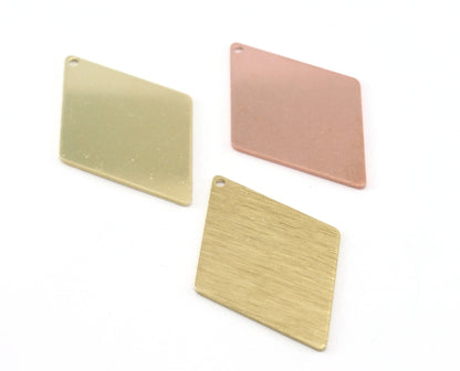 Rhombus Diamond shape charms (Raw Brass, Brushed, Raw Copper) 40x26mm (0.8mm thickness) 1 hole tag findings blank OZ4153-390