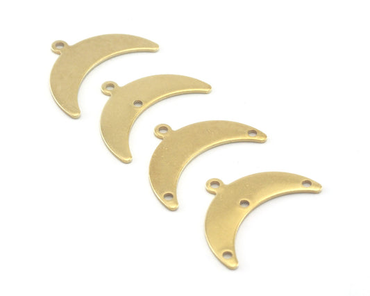 Crescent moon raw brass charms 25x17mm (0.8mm thickness) (hole types available) findings R316-120