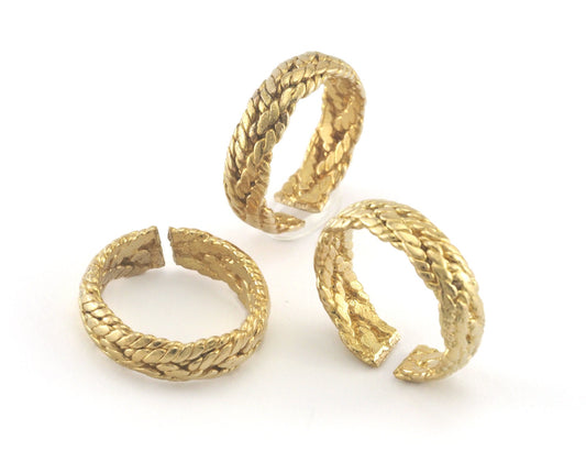 Minimalist Band Textured Adjustable Ring Raw Brass (6US 7.5US 9US inner size) 4156