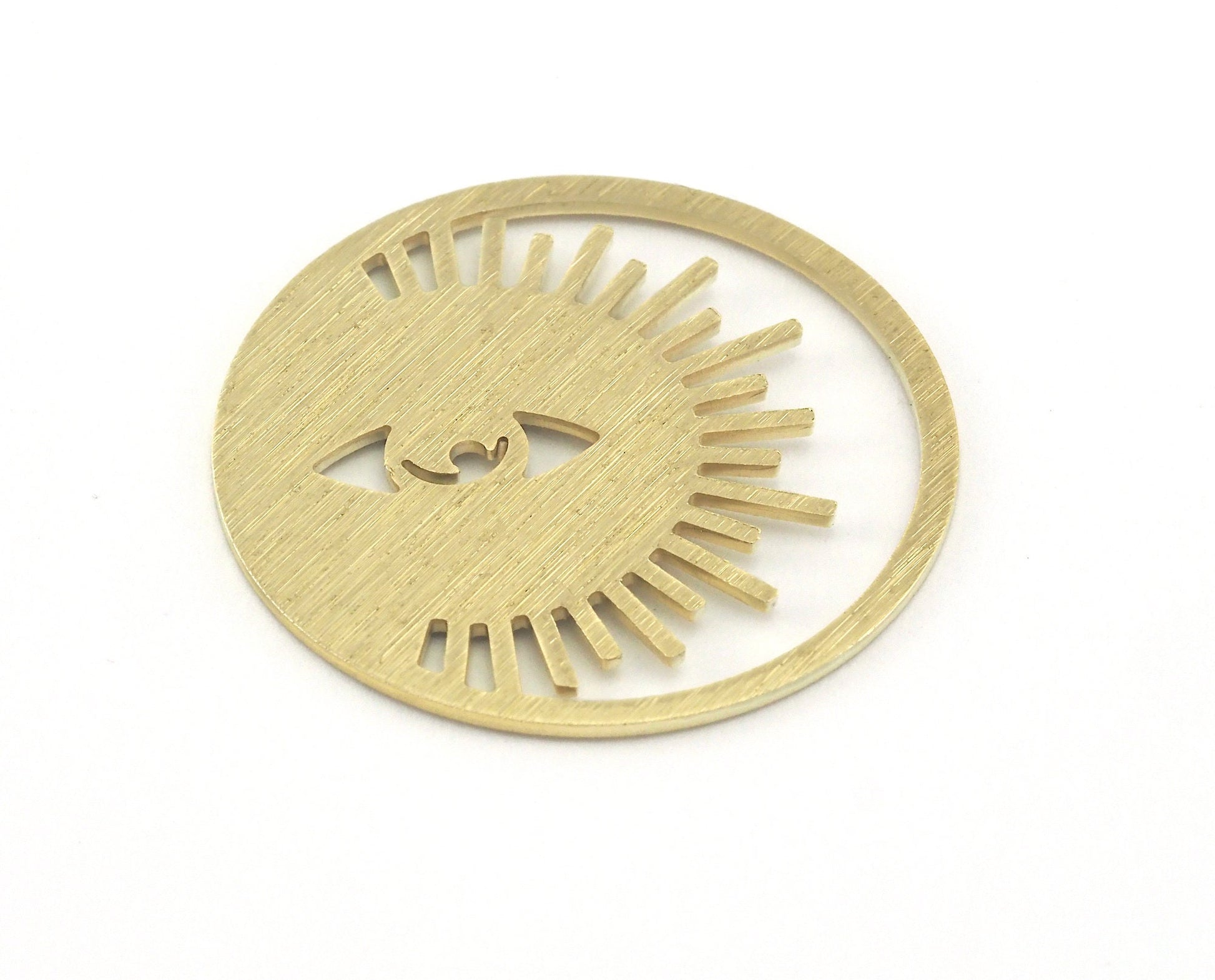 Round Star Crescent Sun Charms Pendant Tag Brushed Brass 30mm 0.8 mm Findings 4157