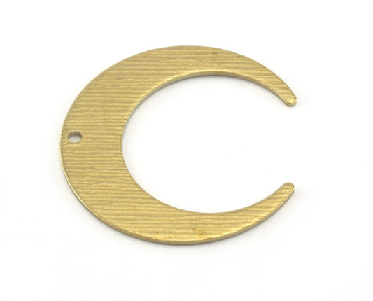 Crescent Moon 30mm Brushed Raw Brass (1 hole) Charms Findings Stampings 4160-225