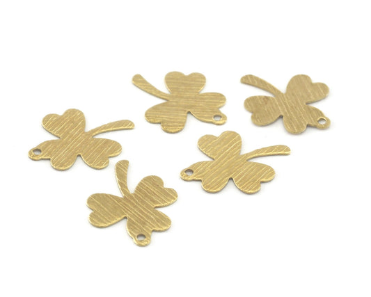 Three Leaf Clover 14x18mm Brushed Raw Brass Stampings 4162-35