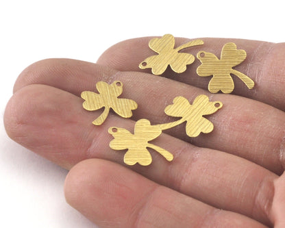 Three Leaf Clover 14x18mm Brushed Raw Brass Stampings 4162-35