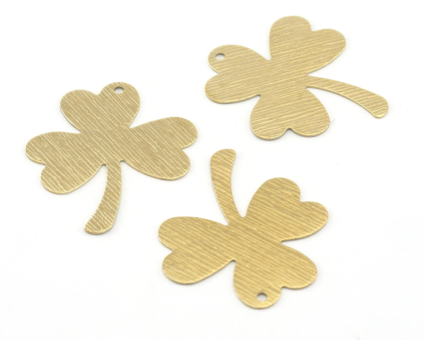 Three Leaf Clover 26x30mm Brushed Raw Brass Stampings 4163-120