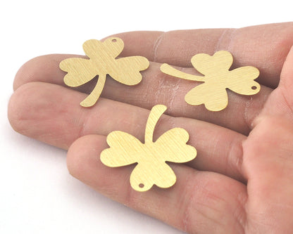 Three Leaf Clover 26x30mm Brushed Raw Brass Stampings 4163-120