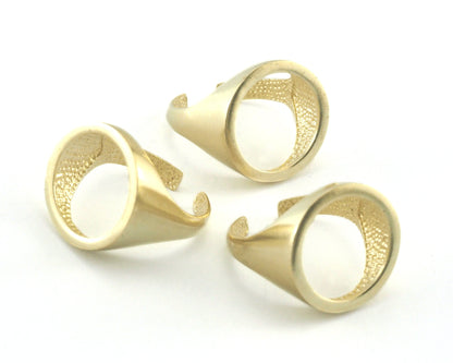 Signet Open Round Ring Adjustable Raw brass, Antique Silver, Shiny Silver Plated Brass (17.5mm 7US size) 4197