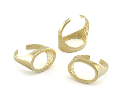 Open Oval Ring Adjustable Raw Brass - Shiny silver- Antique silver - Shiny gold plated (18mm 8US inner size) 5044