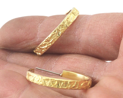 Hoop flat branch branches earrings stud base raw brass round posts, 28mm OZ4219