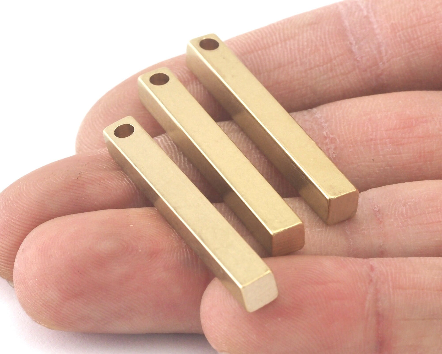Raw brass bar square stamping, Nameplate Pendant findings 1 Hole 5x40mm square rod OZ4220