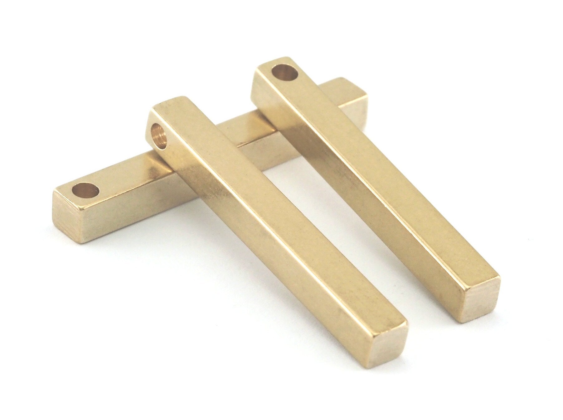 Raw brass bar square stamping, Nameplate Pendant findings 1 Hole 5x40mm square rod OZ4220