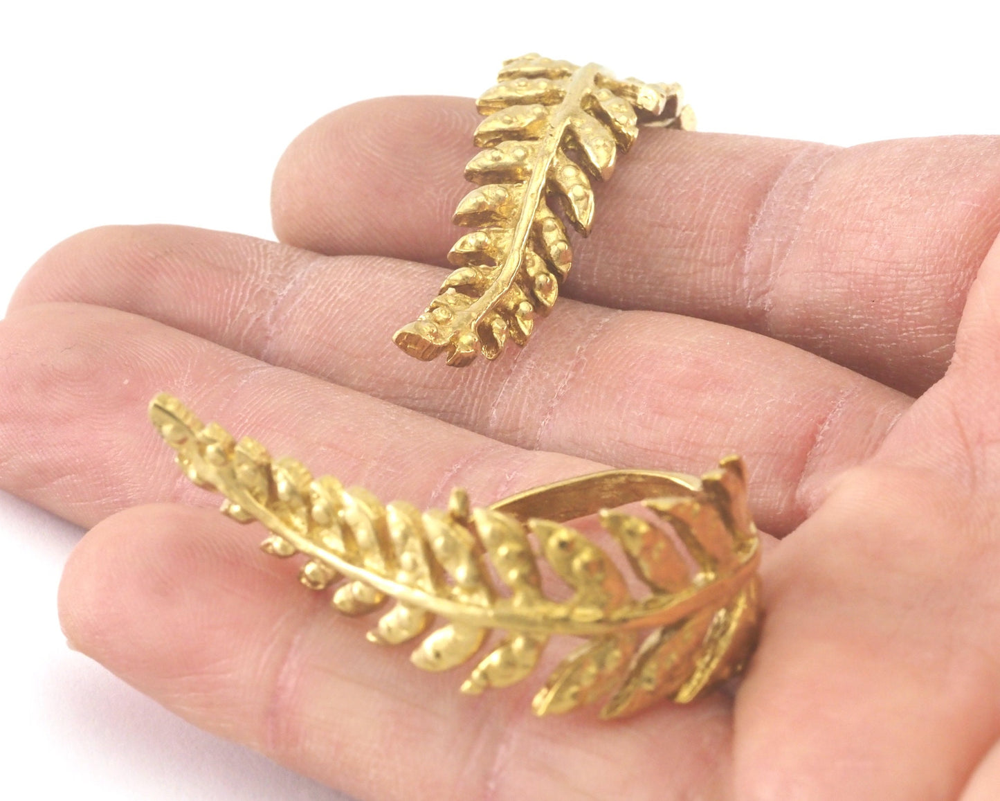 Leaf Ring Adjustable Raw brass (20mm 10US inner size) OZ3263