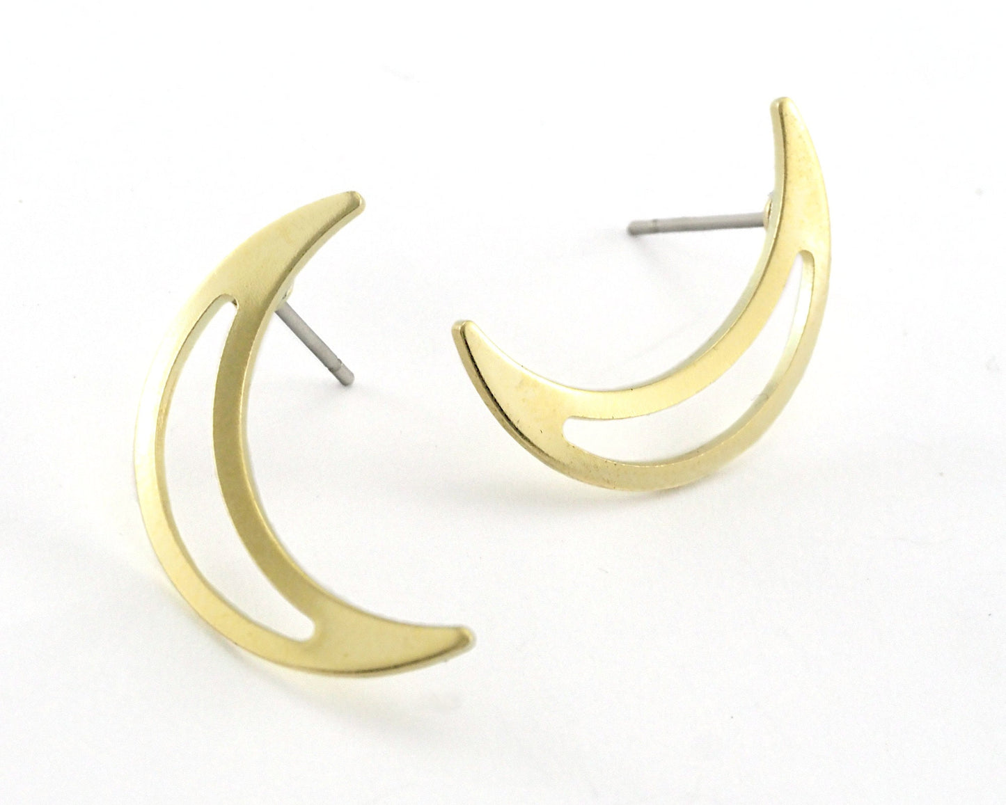 Crescent Earring Stud Post Raw Brass 22mm Earring Blanks 4228-2