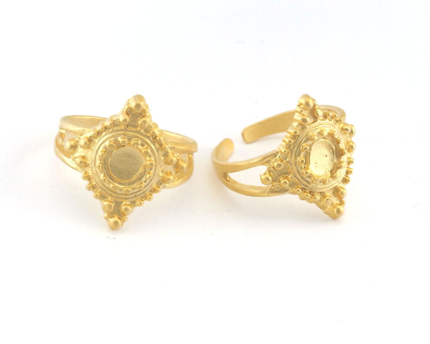 Adjustable Ring Bezel (5mm) Matte Gold Plated Brass (18mm 8US inner size - Adjustable ) OZ3379