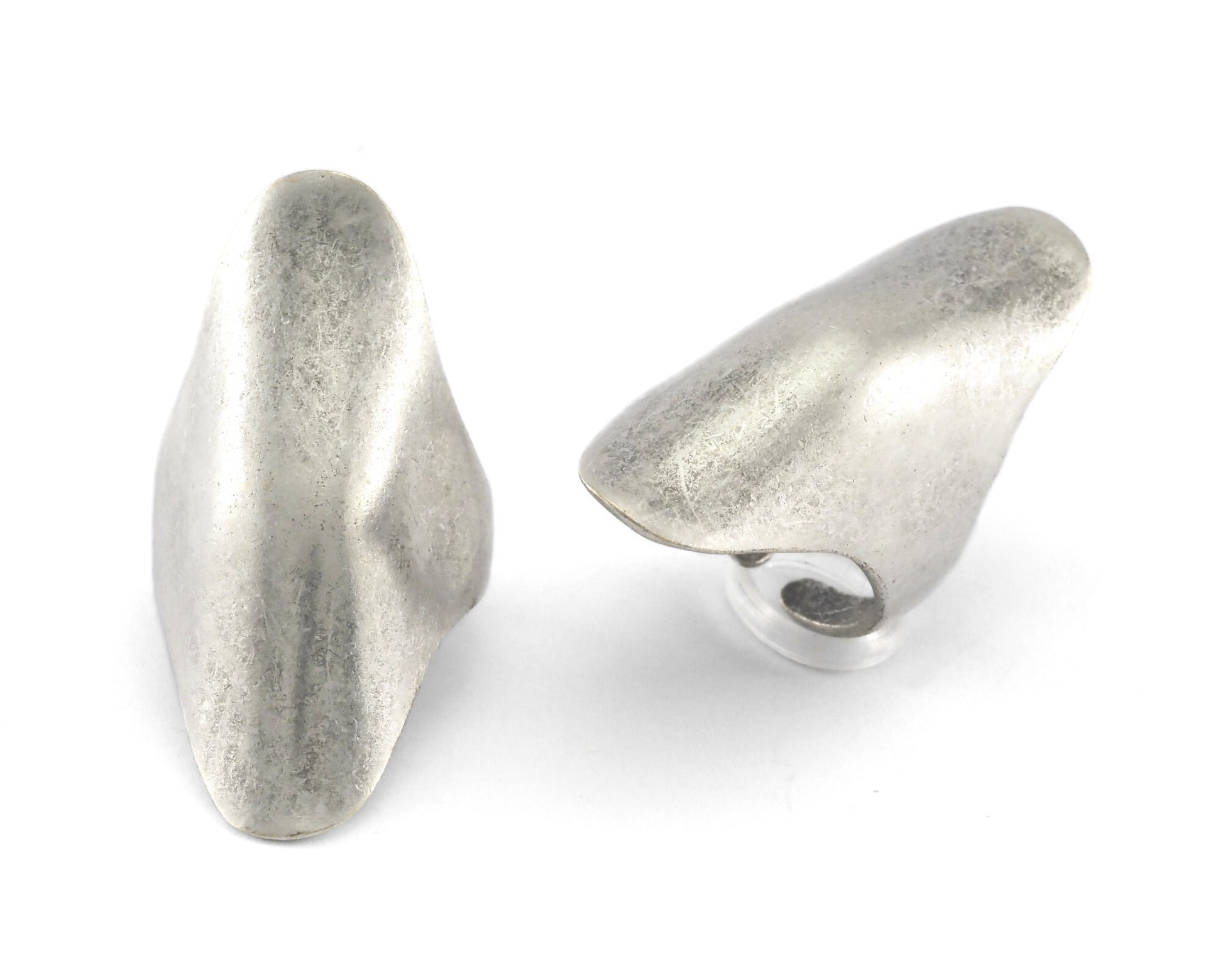 Long Domed Adjustable Ring Antique silver plated brass (16.5mm 6US inner size ) 4193