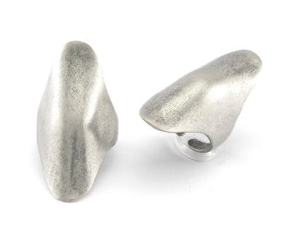 Long Domed Adjustable Ring Antique silver plated brass (16.5mm 6US inner size ) 4193