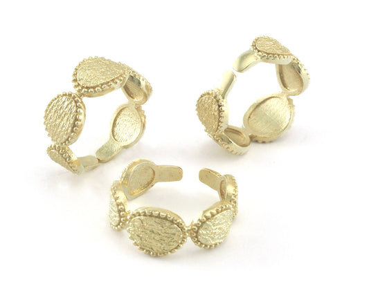 Oval Textured Ring Adjustable Raw Brass (16.5mm 6US-8US inner size 4.5US optional) 4232