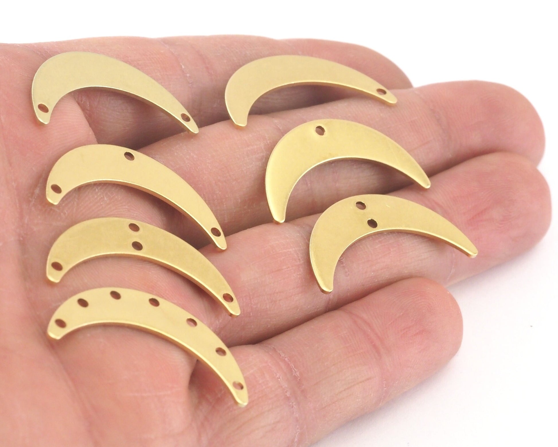 Crescent moon pendant raw brass charms 25mm (0.8mm thickness) (hole types available) findings R324-115