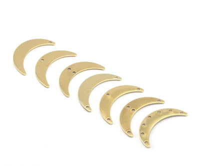 Crescent moon pendant raw brass charms 30mm (0.8mm thickness) (hole types available) findings R321-140