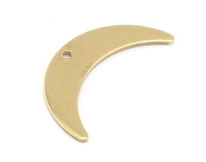 Crescent moon pendant raw brass charms 25mm (0.8mm thickness) (hole types available) findings R324-115