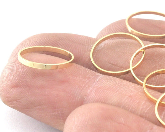 Circle Links, Seamless Ring Circle Connectors for Jewelry Making gold plated brass 14mm OD (13mm ID) bab13 2486