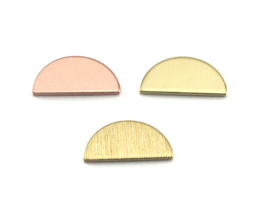 Semi Circle Half Moon copper - raw brass 6x12mm (0.8mm thickness) charms findings blank R331