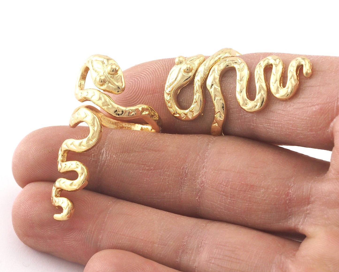 Snake Adjustable Statement Animal Gold Plated Brass (17mm - 18.5mm 6.5US - 8.5US inner size) Oz4005
