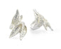 Leaf Flowers Ring Adjustable Hammered Silver Plated Brass (17.5mm 7US inner size) OZ1028