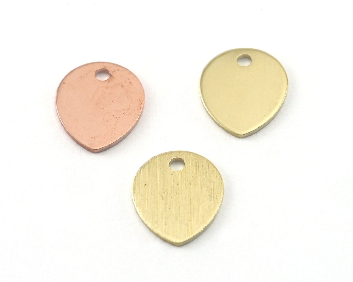 Drop Shape Charms Copper - Brass - Brushed 1 hole 12x10mm thickness 0.8mm 4188