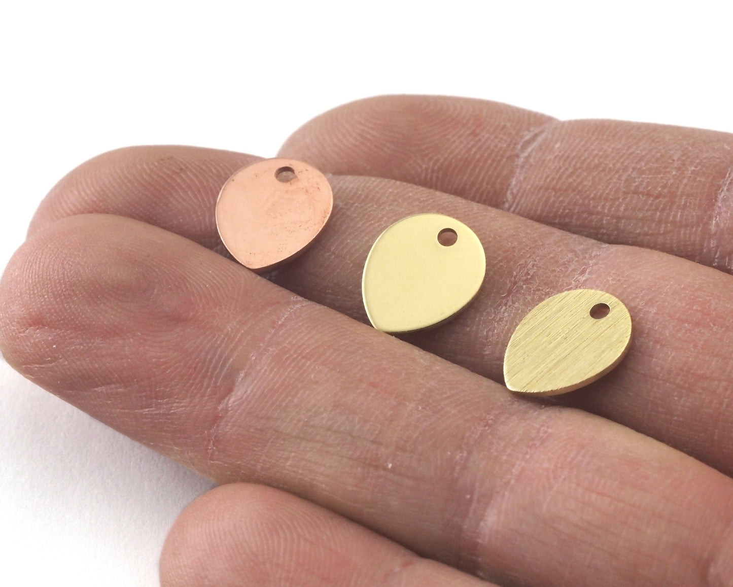 Drop Shape Charms Copper - Brass - Brushed 1 hole 12x10mm thickness 0.8mm 4188