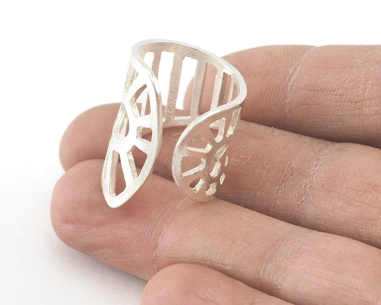 Adjustable Ring Silver Plated brass (18mm 7.5US inner size) OZ2740