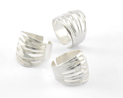 Adjustable Ring Stripes Ring Silver Plated brass (18.5mm 8.5US inner size) OZ3592 ring22