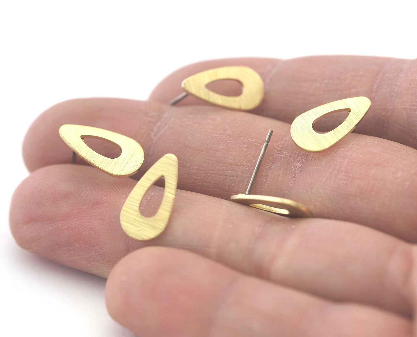 Drop Brushed Earring Stud Post Raw Brass 15x7.5mm Earring Blanks 4241