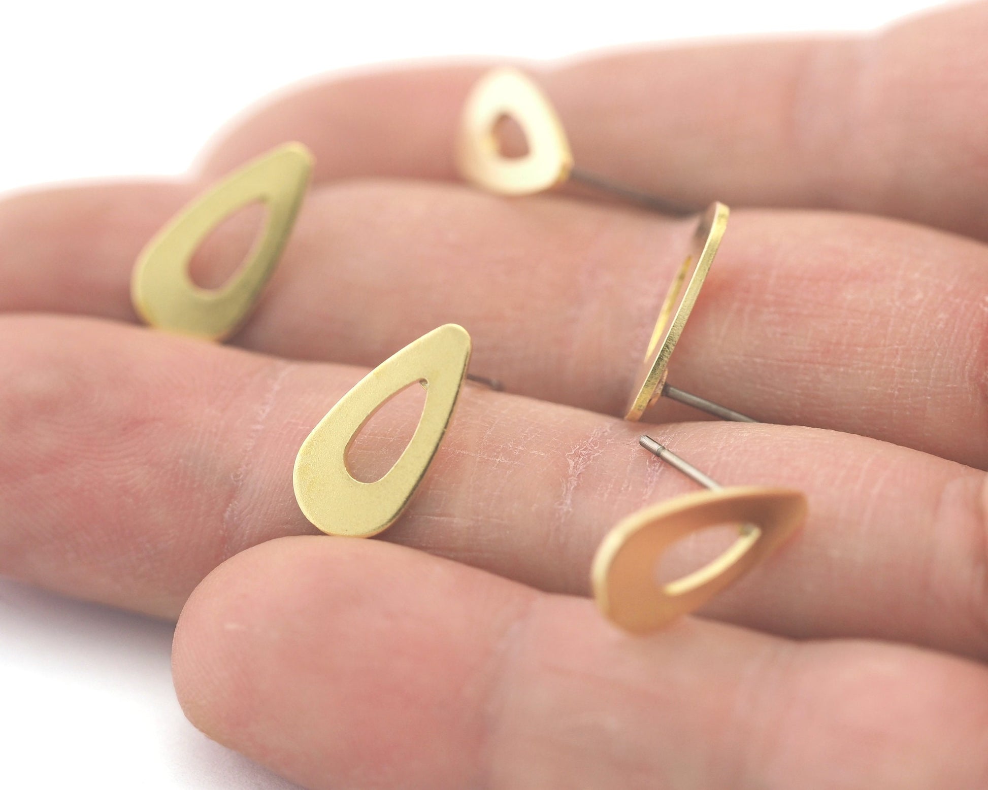 Drop Earring Stud Post Raw Brass 15x7.5mm Earring Blanks 4241