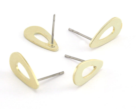 Drop Earring Stud Post Raw Brass 15x7.5mm Earring Blanks 4241