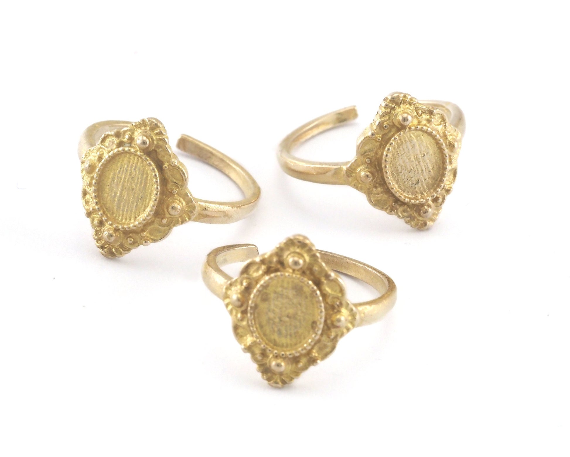 Adjustable Ring Base Bezel setting blank Raw Brass ( 8x6mm setting ) (7- 9US inner size - Adjustable ) OZ2633 2868