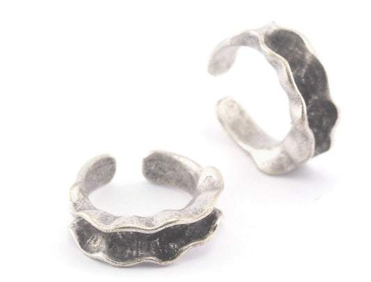 Peas pod Adjustable Ring Antique silver plated brass (7-8US inner size) OZ4240