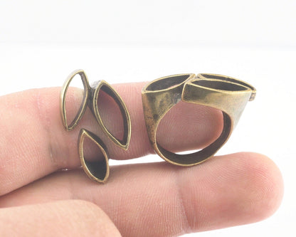 Marquise Adjustable Ring Antique Bronze Plated Brass (18.5mm 8.5US inner size) Oz3381 ring24