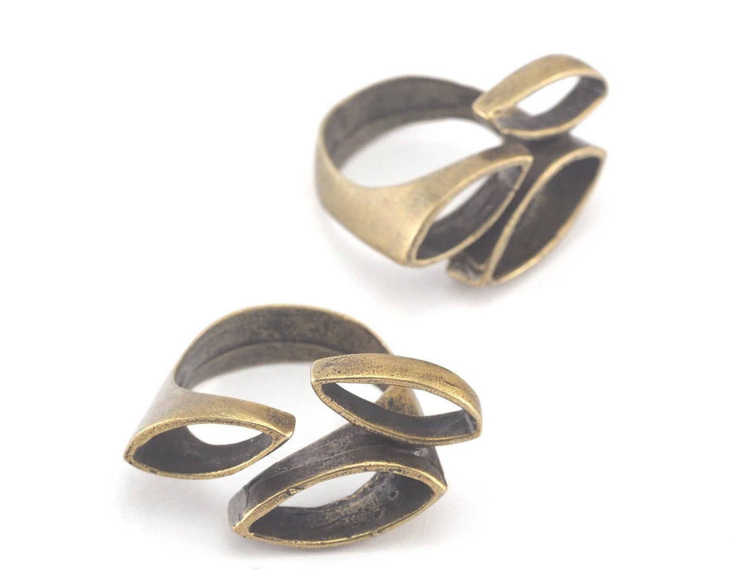 Marquise Adjustable Ring Antique Bronze Plated Brass (18.5mm 8.5US inner size) Oz3381 ring24