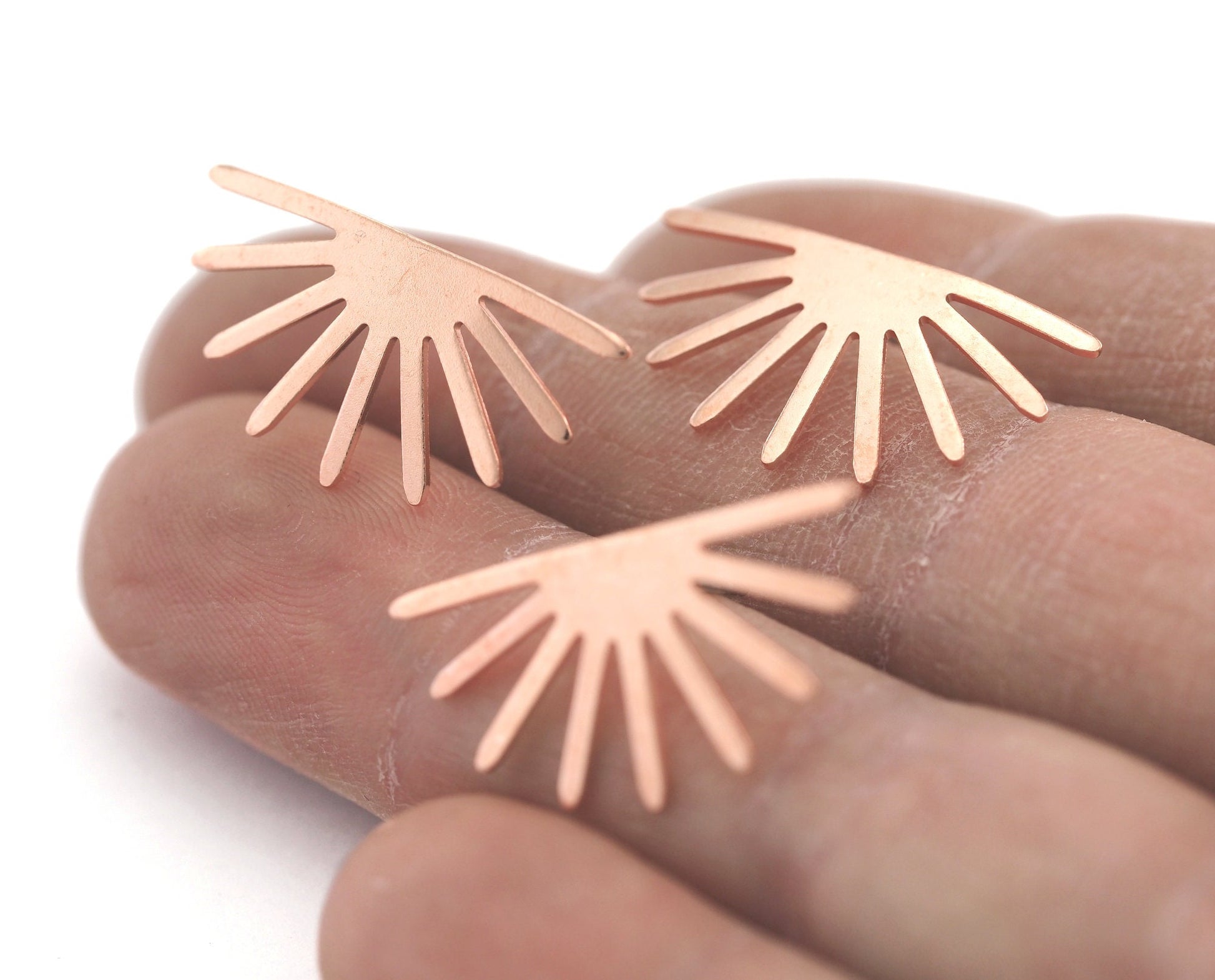 Sun Earring Stud Posts, Raw Copper, 25x27mm 4038