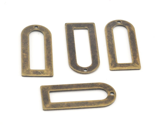 Semi Circle Rectangle Pendant 30x13x0.8mm Antique Yellow Plated Brass findings scs OZ2796-160