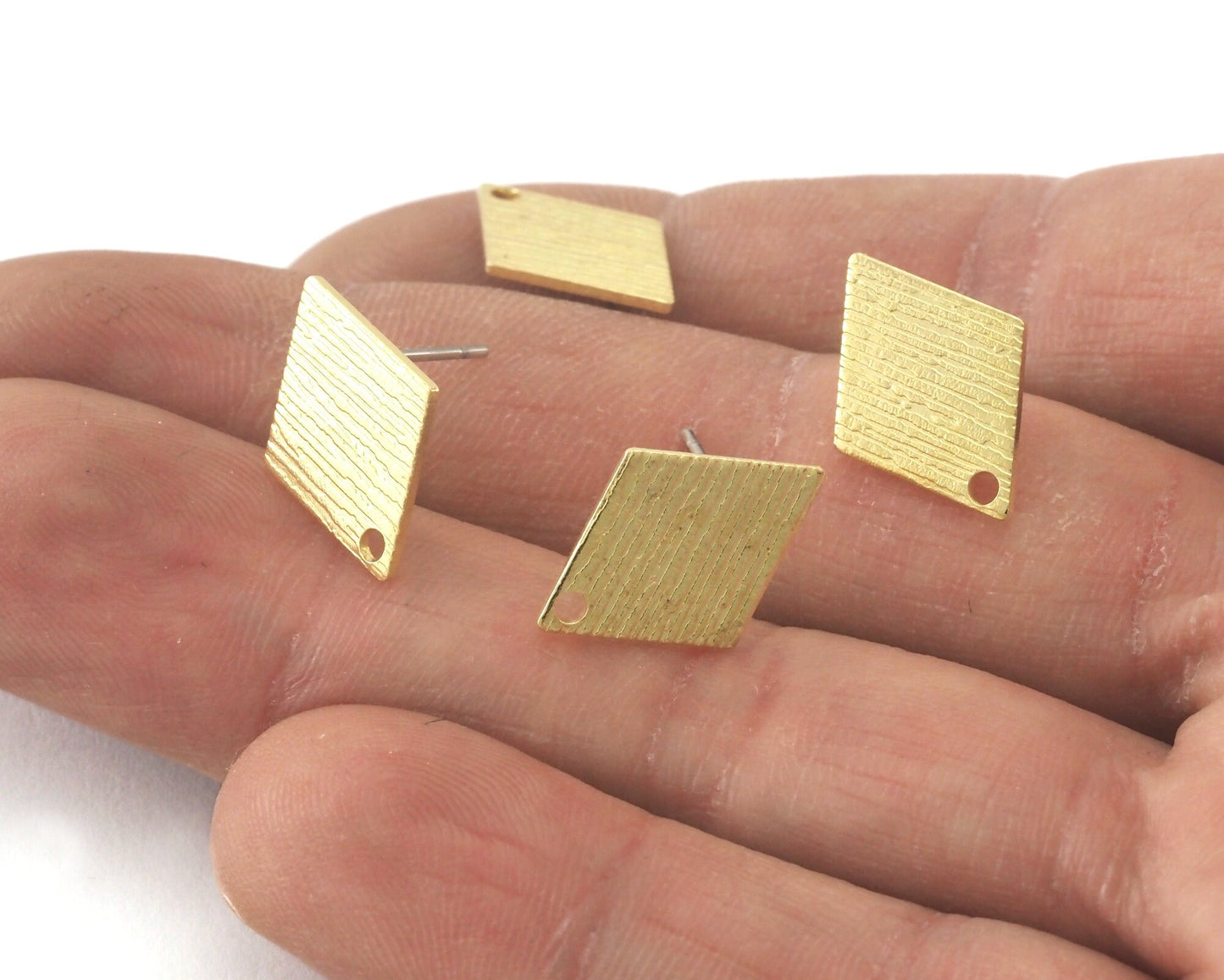 Rhombus Earring Post Stud Brushed Raw Brass 17mm Earring Blanks 4212
