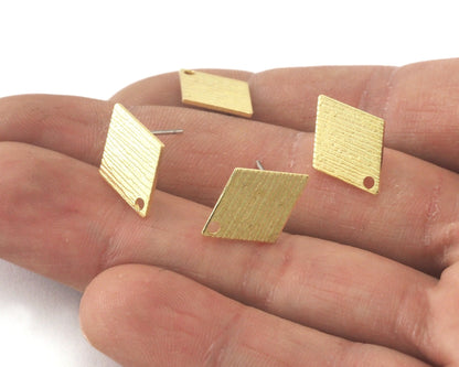 Rhombus Earring Post Stud Brushed Raw Brass 17mm Earring Blanks 4212