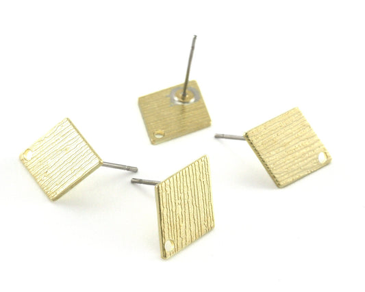 Rhombus Earring Post Stud Brushed Raw Brass 17mm Earring Blanks 4212