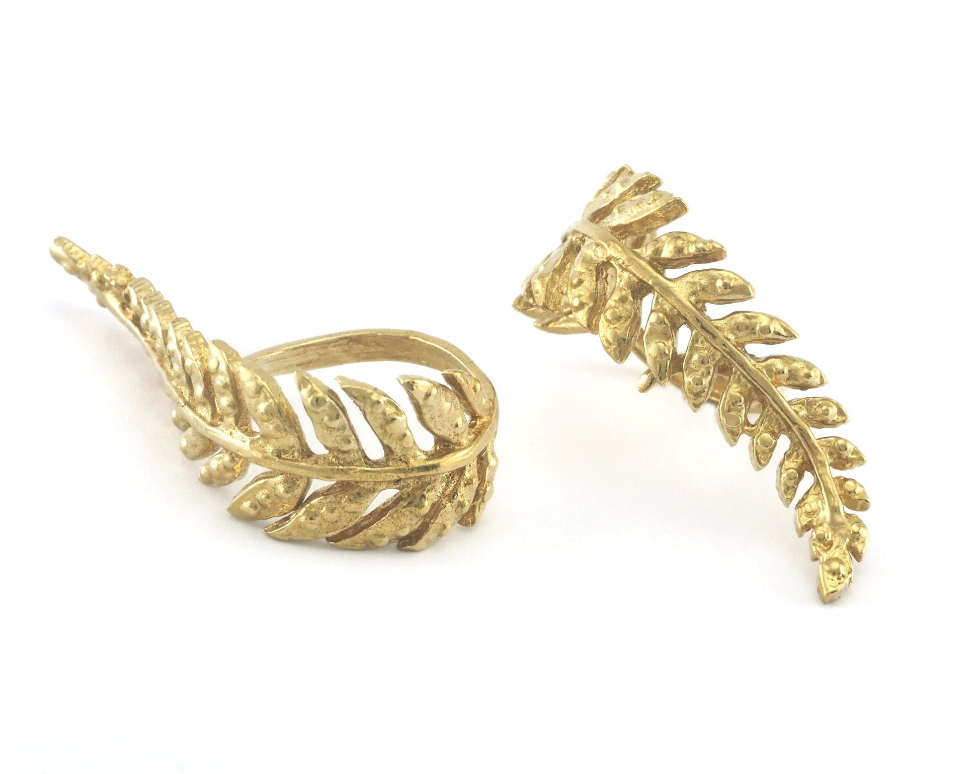 Leaf Ring Adjustable Raw brass (20mm 10US inner size) OZ3263