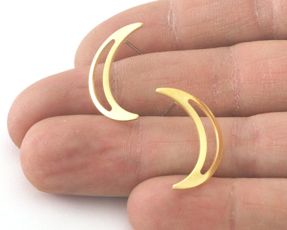 Crescent Earring Stud Post Raw Brass 22mm Earring Blanks 4228-2